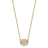 14ky Small Necklace Diamond Gold Halo Evil Eye-XP5038A