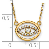 14ky Small Necklace Diamond Gold Halo Evil Eye-XP5038A