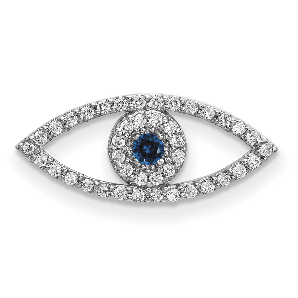 14k White Gold Small Diamond and Sapphire Evil Eye Pendant-XP5040WS/A