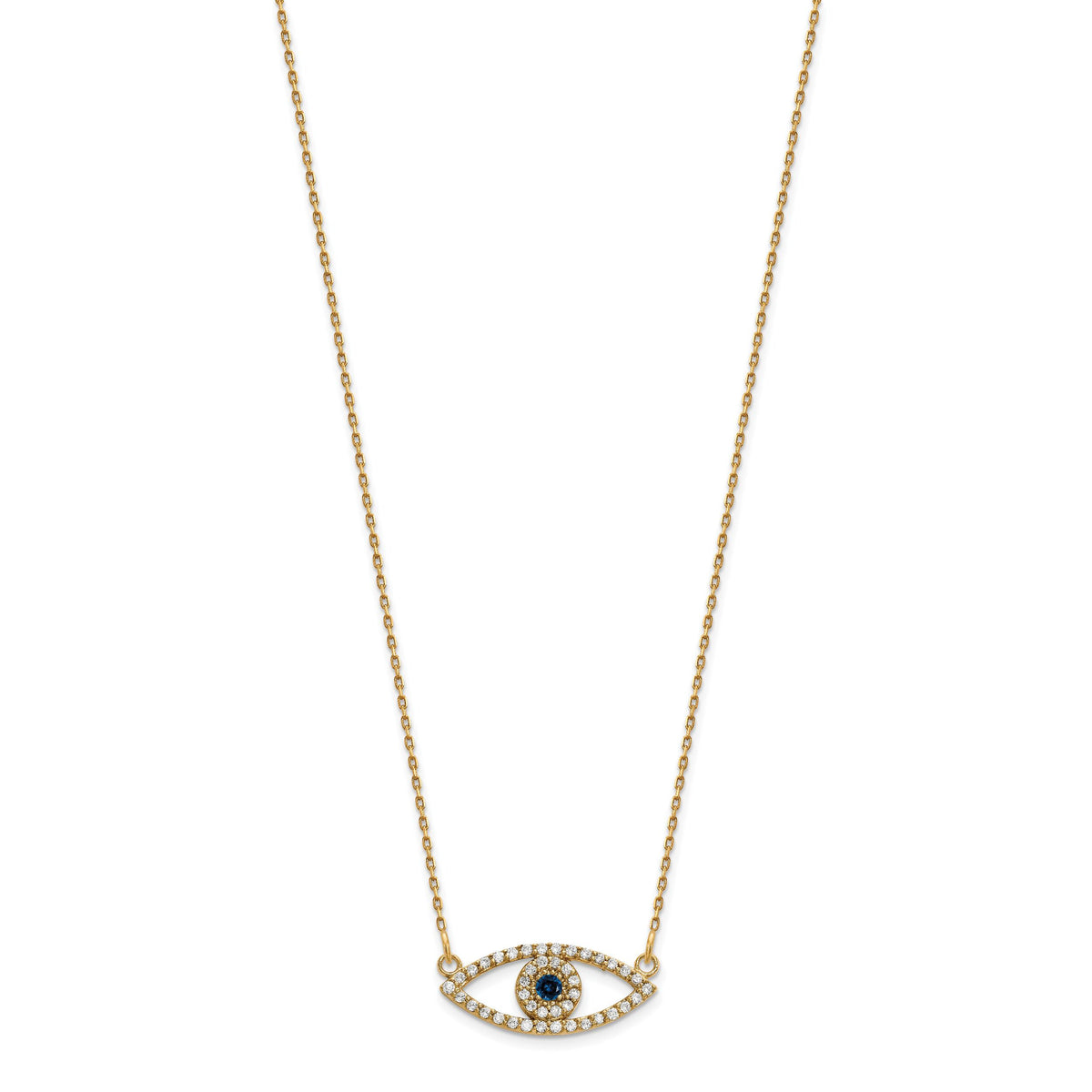 14k Small Necklace Diamond and Sapphire Evil Eye-XP5044S/A