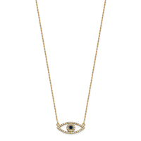14k Small Necklace Diamond and Sapphire Evil Eye-XP5044S/A