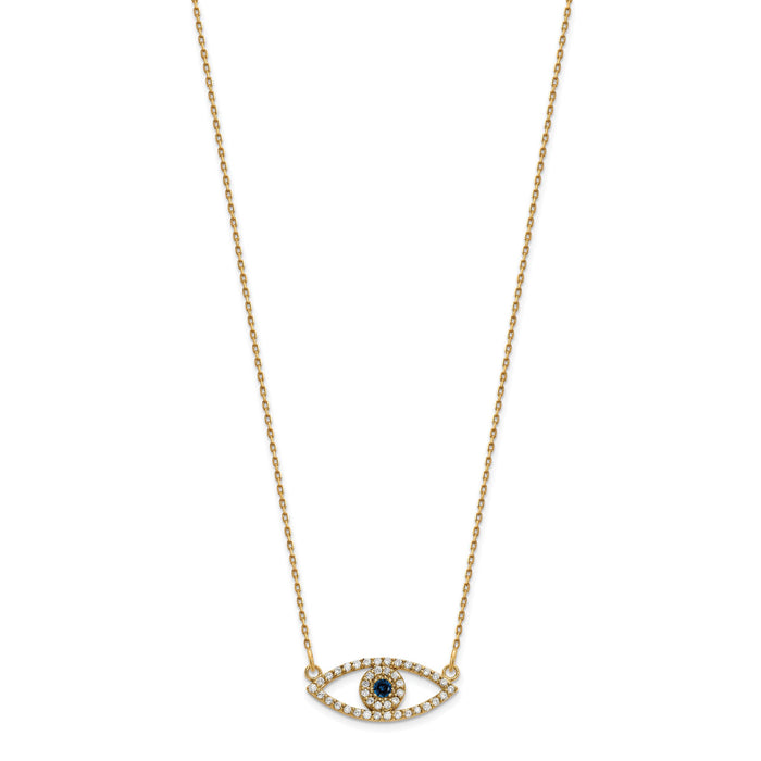 14k Small Necklace Diamond and Sapphire Evil Eye-XP5044S/A