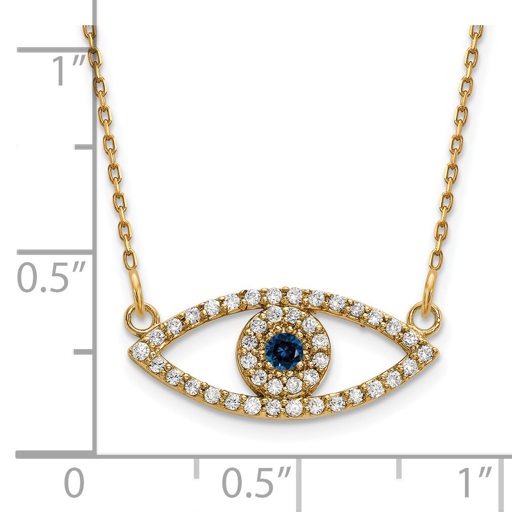 14k Small Necklace Diamond and Sapphire Evil Eye-XP5044S/A
