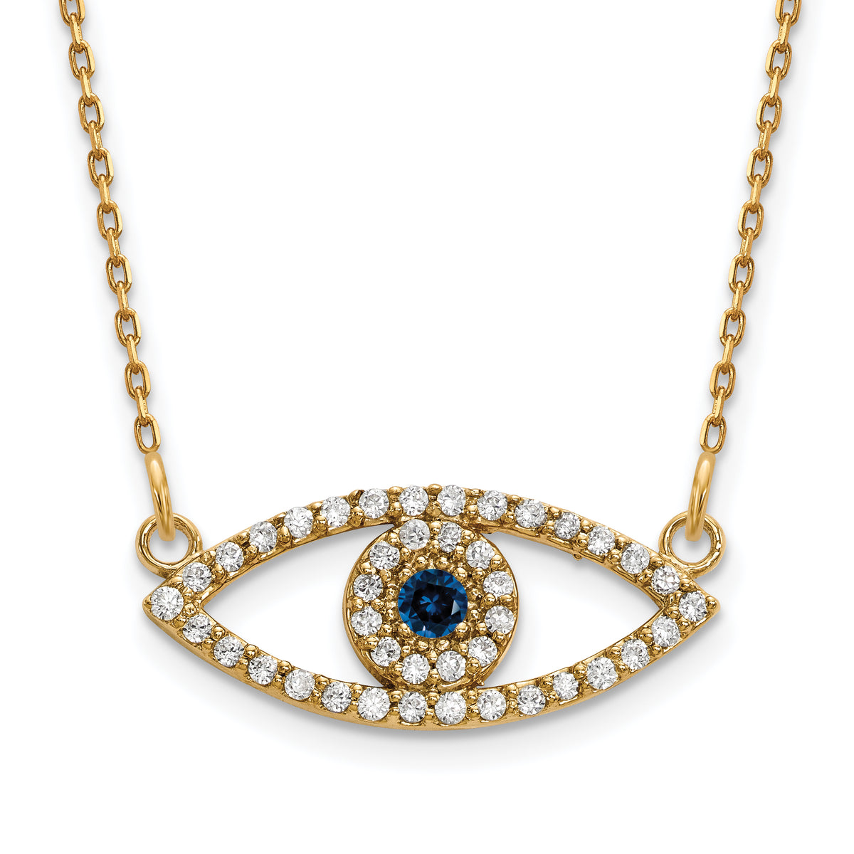 14k Small Necklace Diamond and Sapphire Evil Eye-XP5044S/A