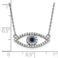 14k White Gold Small Necklace Diamond and Sapphire Evil Eye-XP5044WS/A