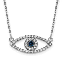 14k White Gold Small Necklace Diamond and Sapphire Evil Eye-XP5044WS/A
