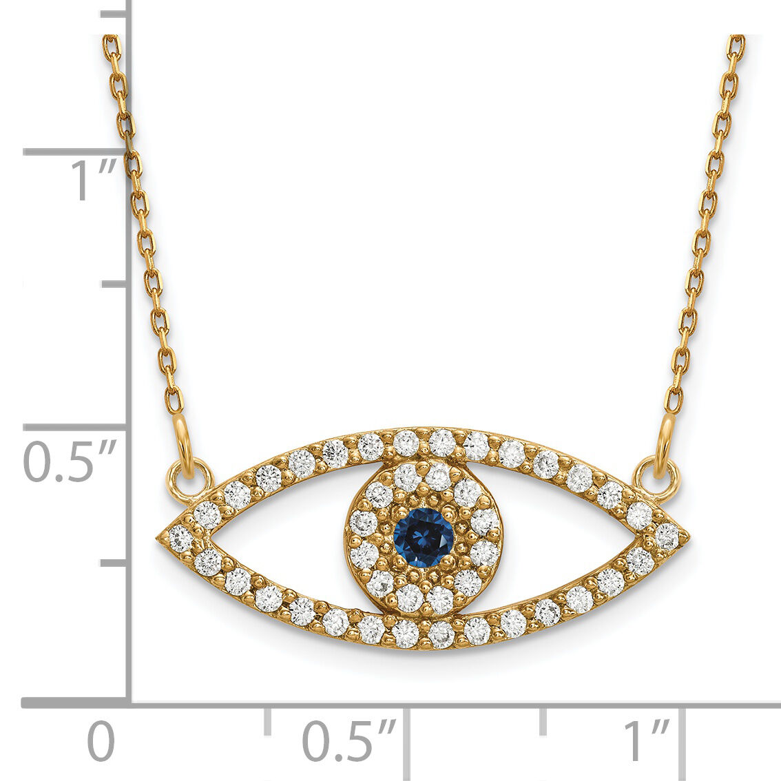 14k Medium Necklace Diamond and Sapphire Evil Eye-XP5045S/A