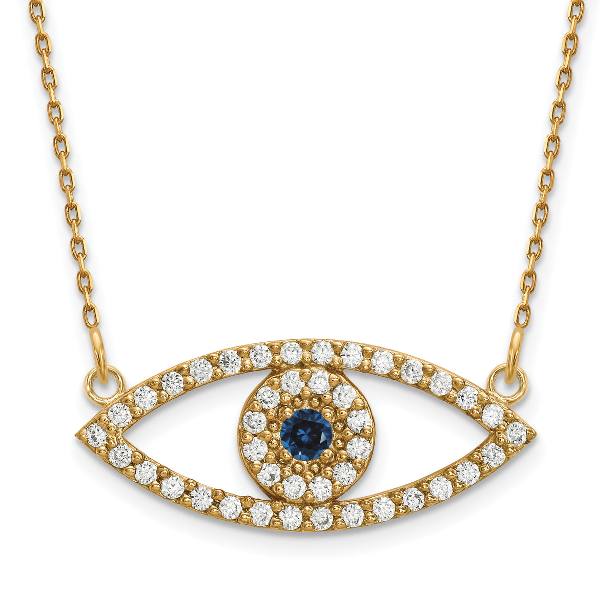 14k Medium Necklace Diamond and Sapphire Evil Eye-XP5045S/A
