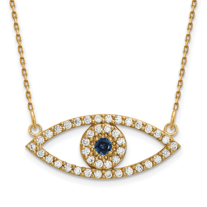14k Medium Necklace Diamond and Sapphire Evil Eye-XP5045S/A