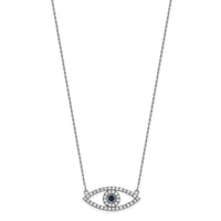 14k White Gold Medium Necklace Diamond and Sapphire Evil Eye-XP5045WS/A
