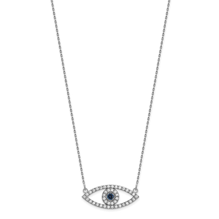 14k White Gold Medium Necklace Diamond and Sapphire Evil Eye-XP5045WS/A