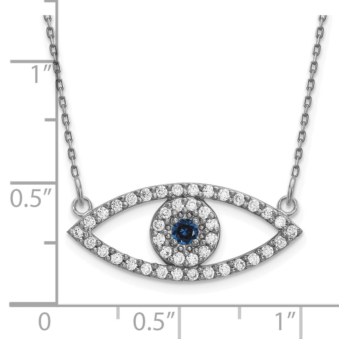 14k White Gold Medium Necklace Diamond and Sapphire Evil Eye-XP5045WS/A