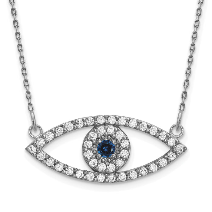 14k White Gold Medium Necklace Diamond and Sapphire Evil Eye-XP5045WS/A
