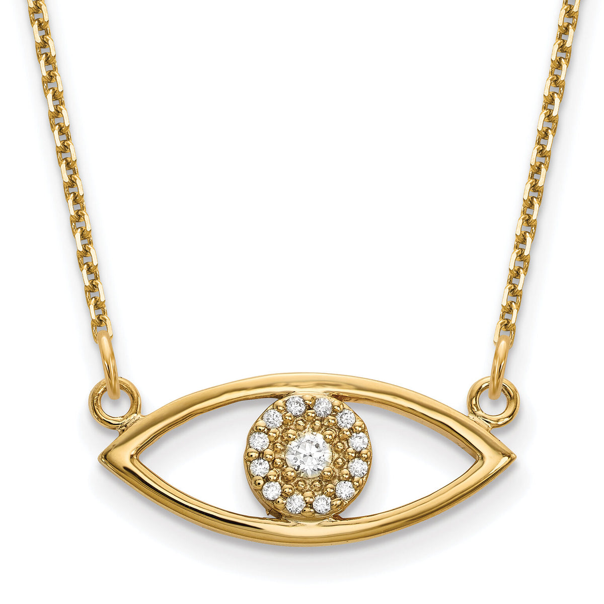 14k Small Necklace Diamond Evil Eye-XP5046A