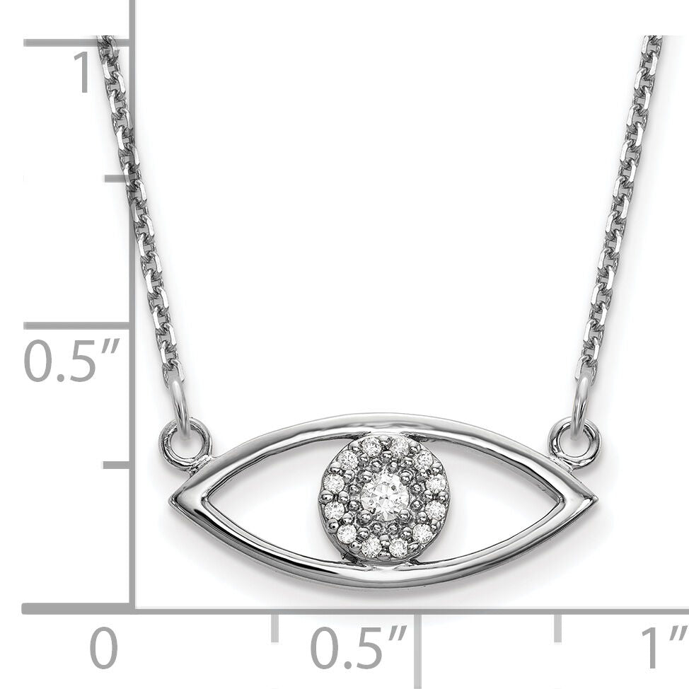 14k White Gold Small Necklace Diamond Evil Eye-XP5046WA