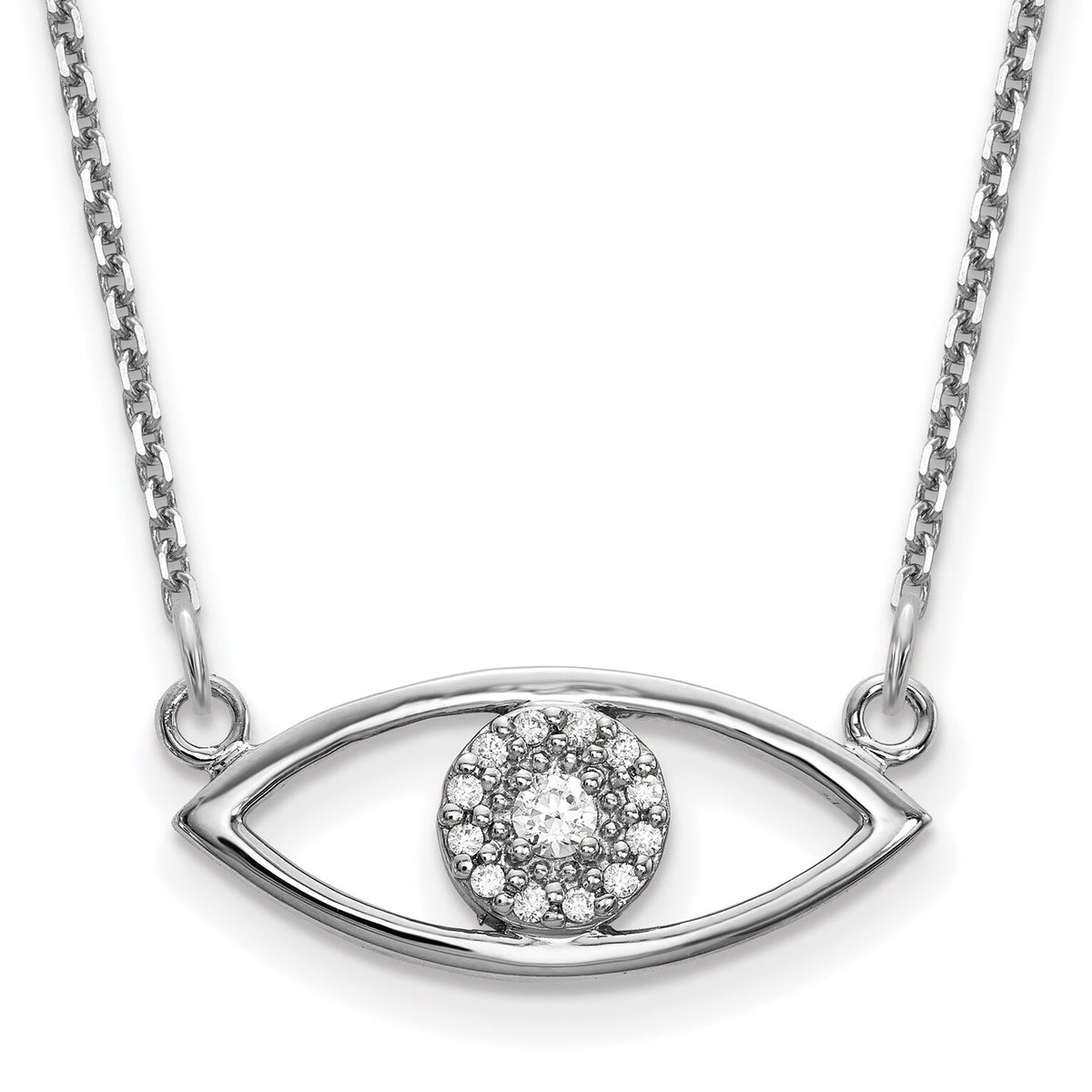 14k White Gold Small Necklace Diamond Evil Eye-XP5046WA