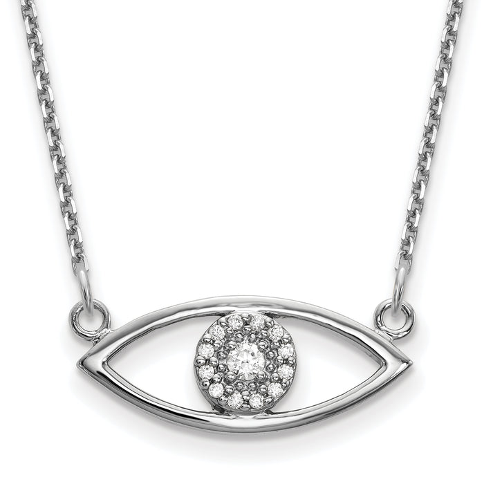 14k White Gold Small Necklace Diamond Evil Eye-XP5046WA