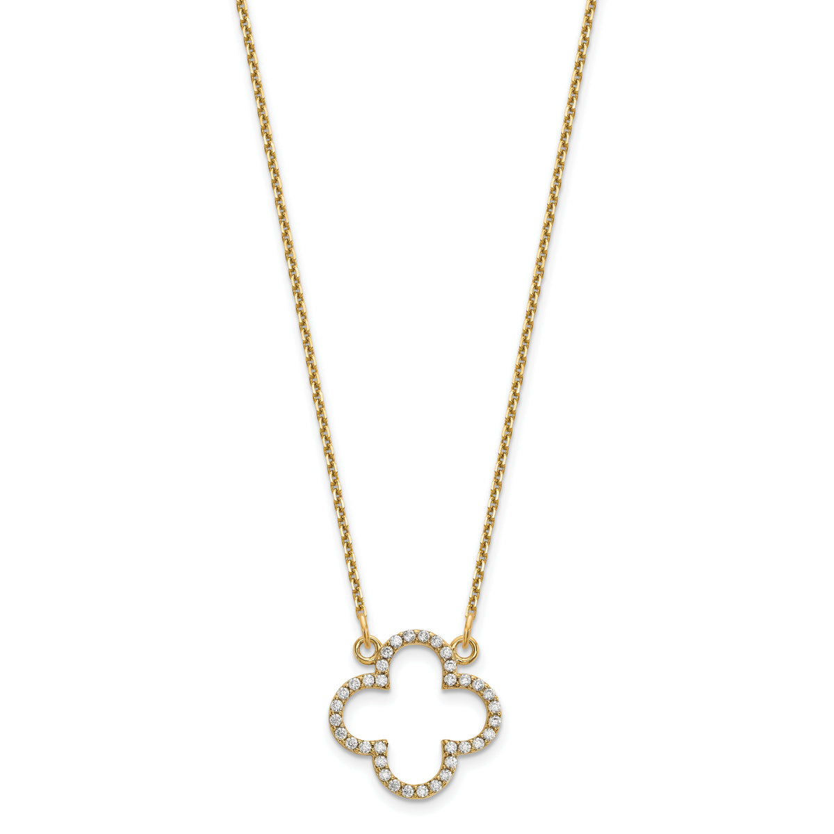 14ky Small Necklace Diamond Quatrefoil Design-XP5050A