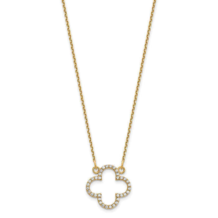 14ky Small Necklace Diamond Quatrefoil Design-XP5050A