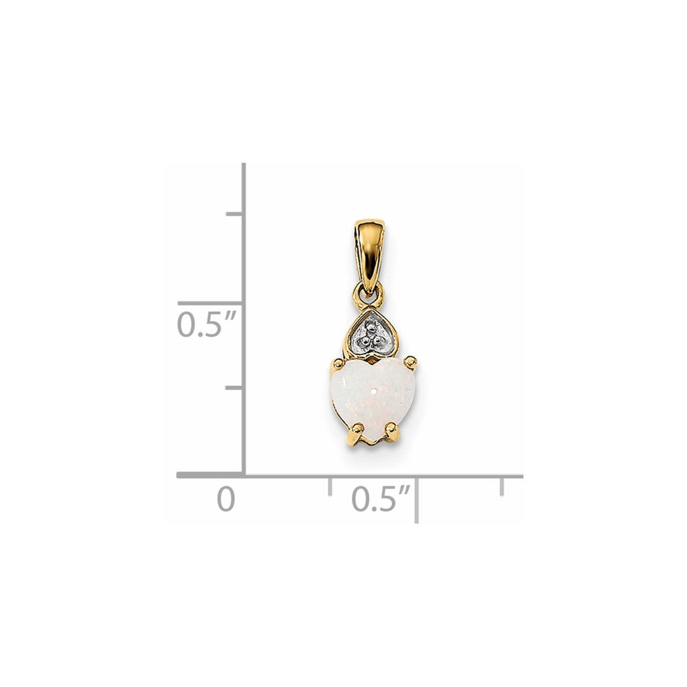 14k Diamond and Opal Polished Heart Pendant-XP5172OP