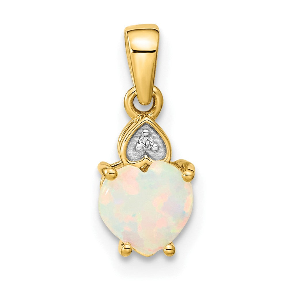 14k Diamond and Opal Polished Heart Pendant-XP5172OP