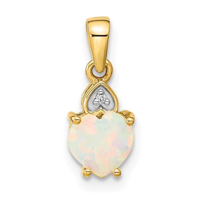 14k Diamond and Opal Polished Heart Pendant-XP5172OP