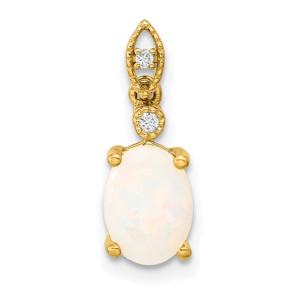 14k Austrian Opal and Diamond Pendant-XP5177OP