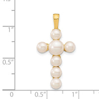 14K 4-6mm White Button Freshwater Cultured Pearl Cross Pendant-XP5296