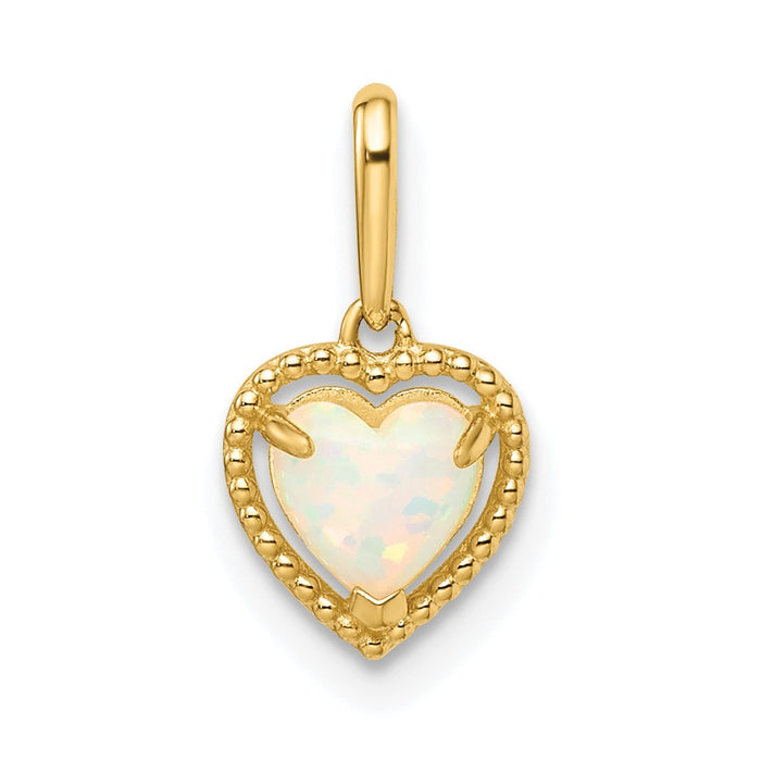 14k Lab Created Opal Heart Pendant-XP5301OP
