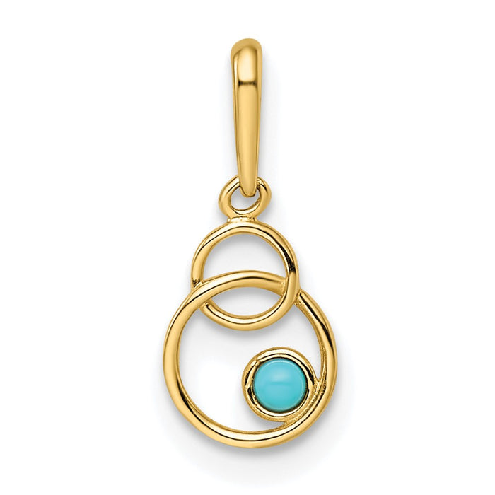 14k Synthetic Turquoise Circle Pendant-XP5306BTQ