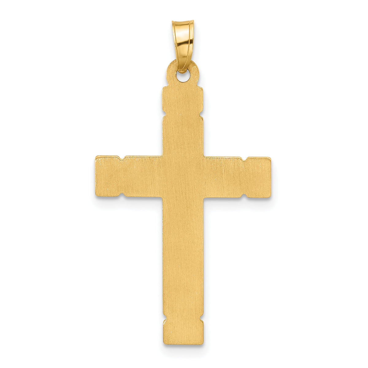 14k Polished and Grooved Hollow Diamond Cross Pendant-XP5307A