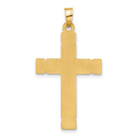 14k Polished and Grooved Hollow Diamond Cross Pendant-XP5307A
