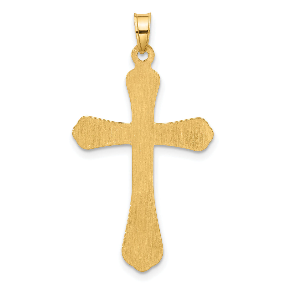14k Polished and Grooved Hollow Diamond Cross Pendant-XP5308A