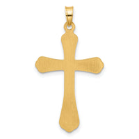 14k Polished and Grooved Hollow Diamond Cross Pendant-XP5308A