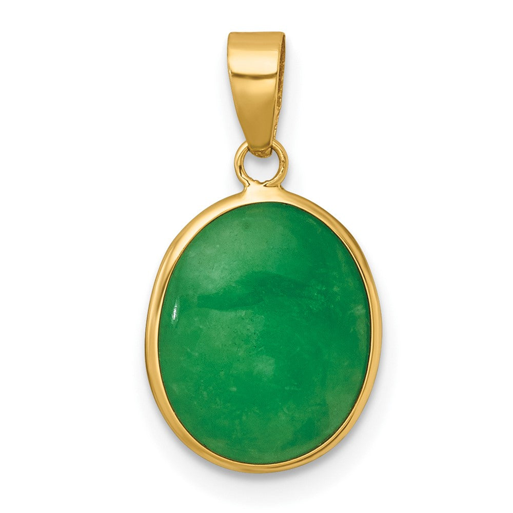 14K Polished Jade Oval Pendant-XP5312