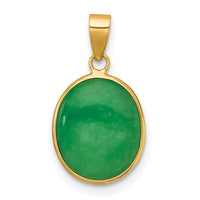 14K Polished Jade Oval Pendant-XP5312
