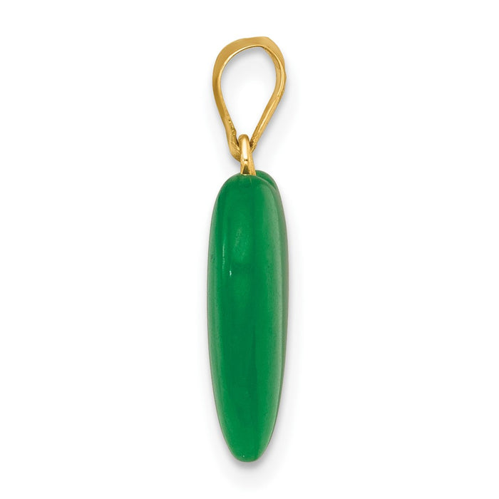 14K Polished Jade Heart Pendant-XP5313