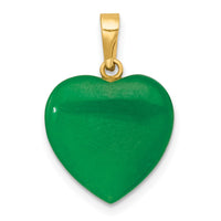 14K Polished Jade Heart Pendant-XP5313
