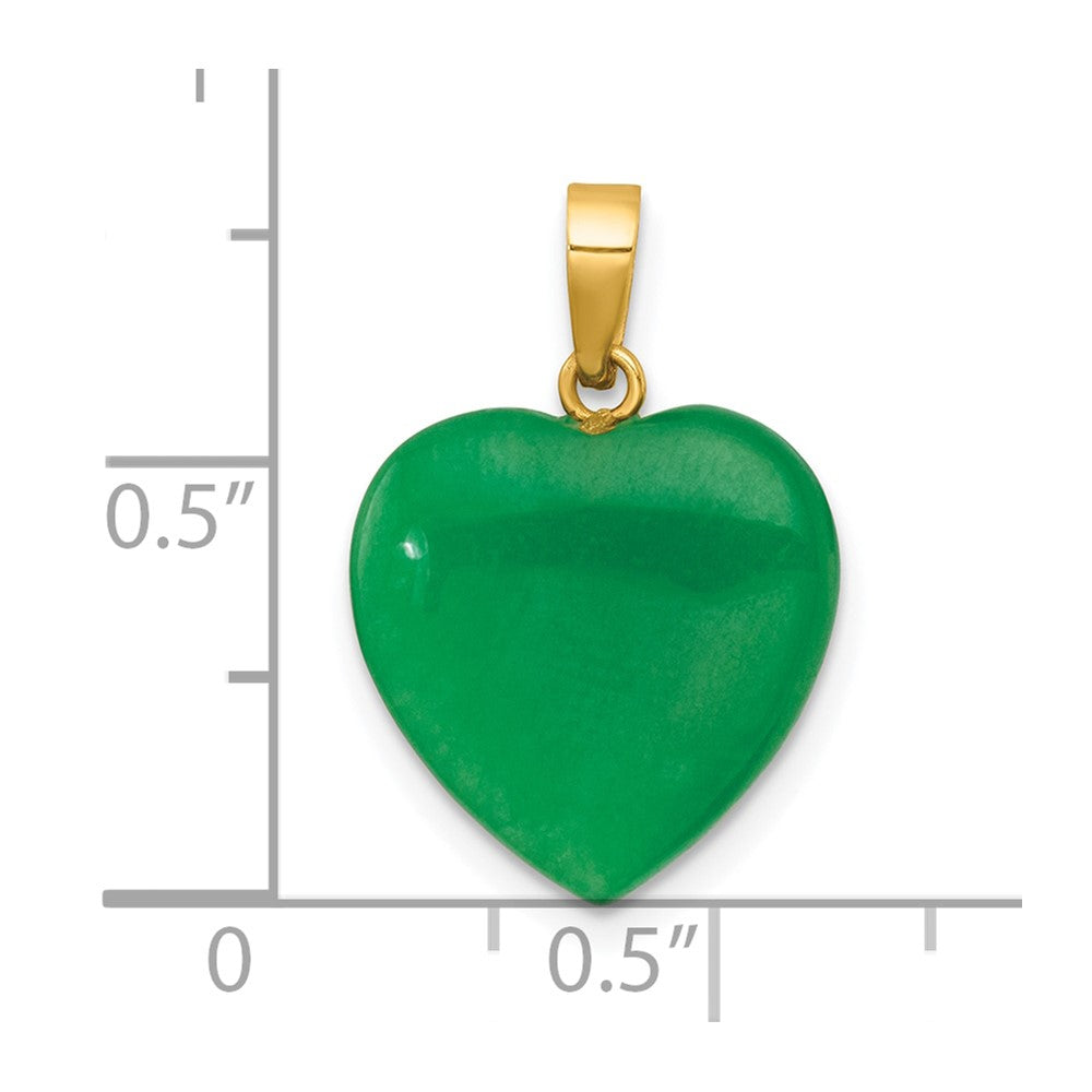 14K Polished Jade Heart Pendant-XP5313