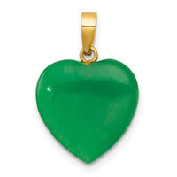 14K Polished Jade Heart Pendant-XP5313