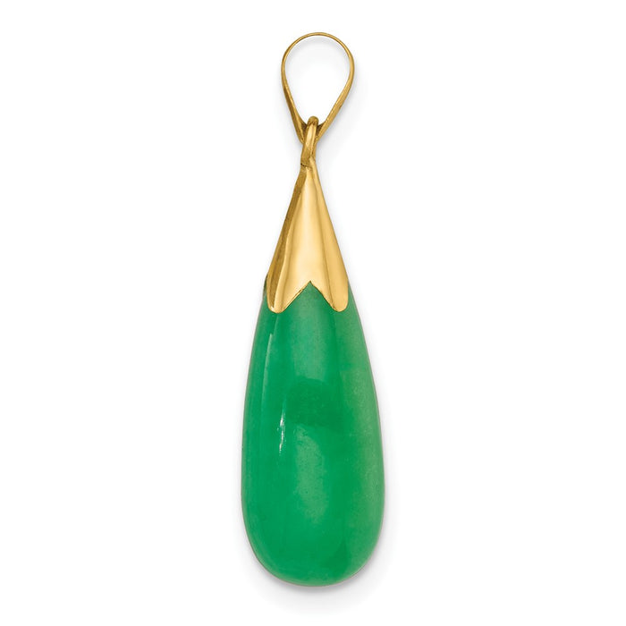 14K Polished Jade Teardrop Pendant-XP5316