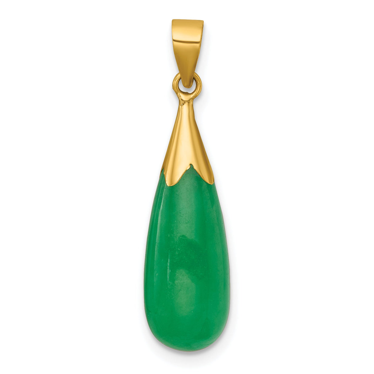 14K Polished Jade Teardrop Pendant-XP5316