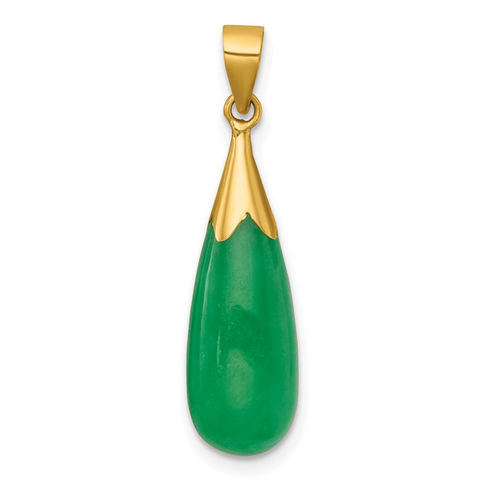 14K Polished Jade Teardrop Pendant-XP5316