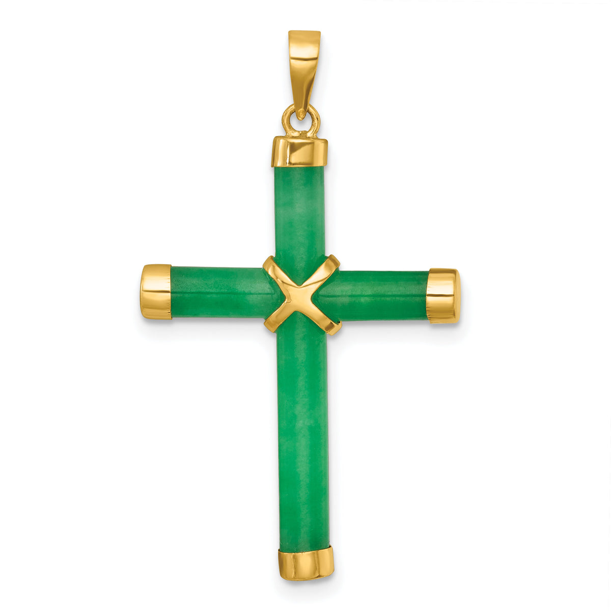 14K Polished Jade X Cross Pendant-XP5317