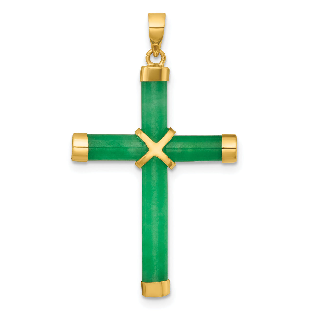 14K Polished Jade X Cross Pendant-XP5317