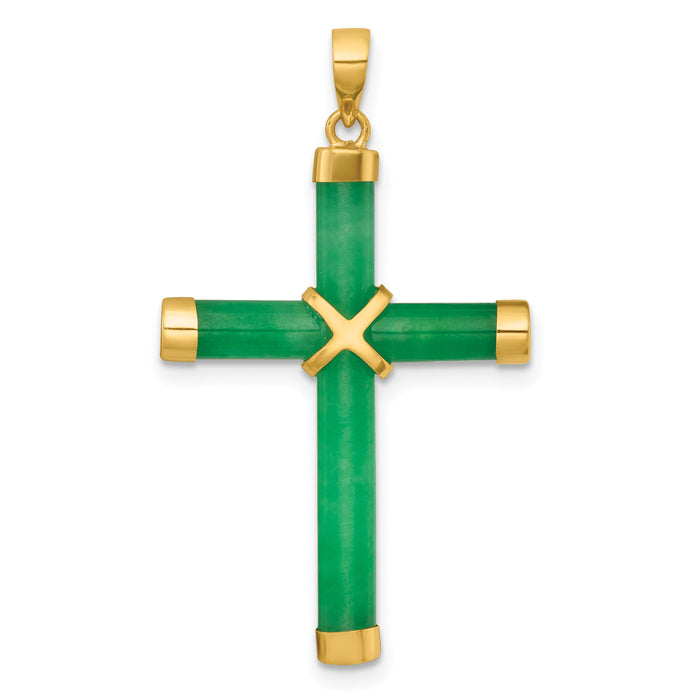 14K Polished Jade X Cross Pendant-XP5317