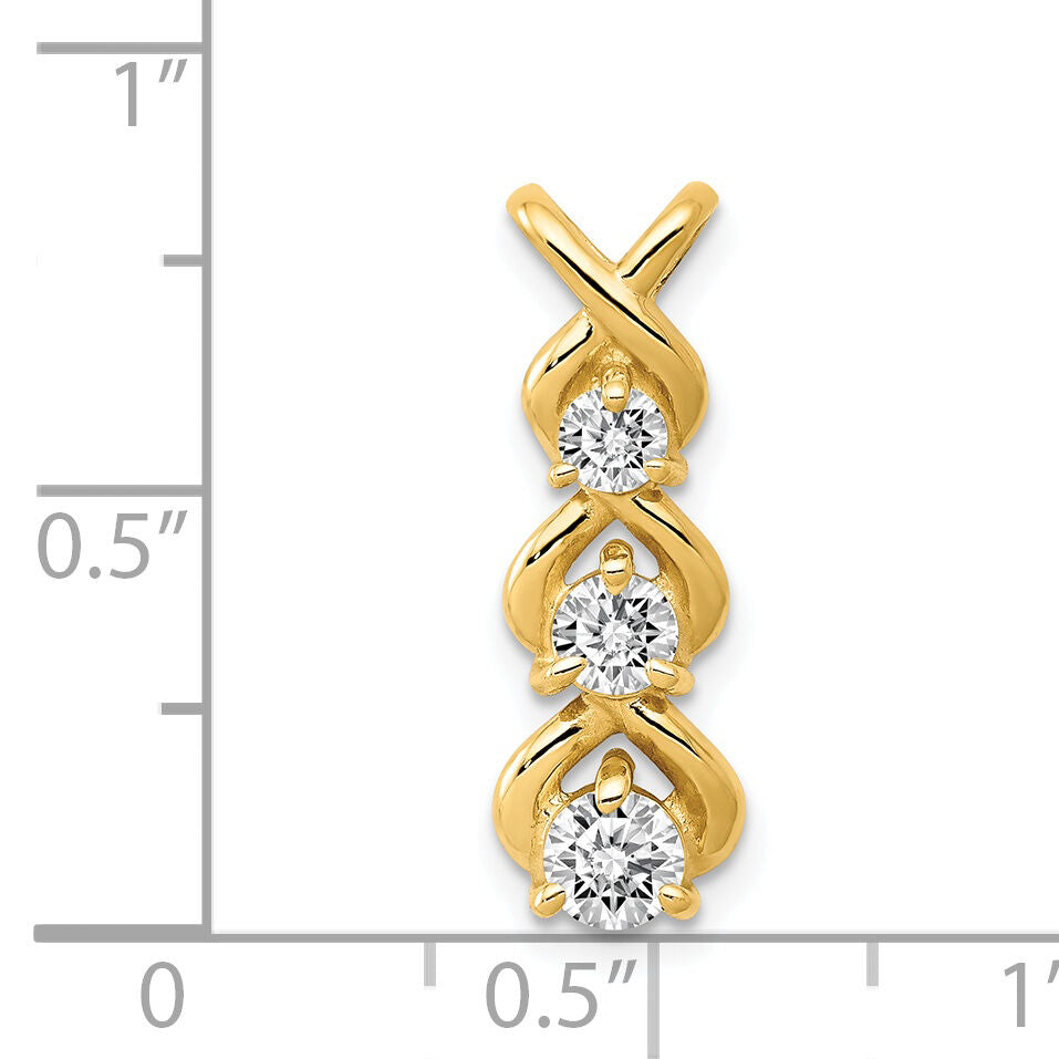 14k A Diamond 3 Stone Criss-Cross Chain Slide-XP675A