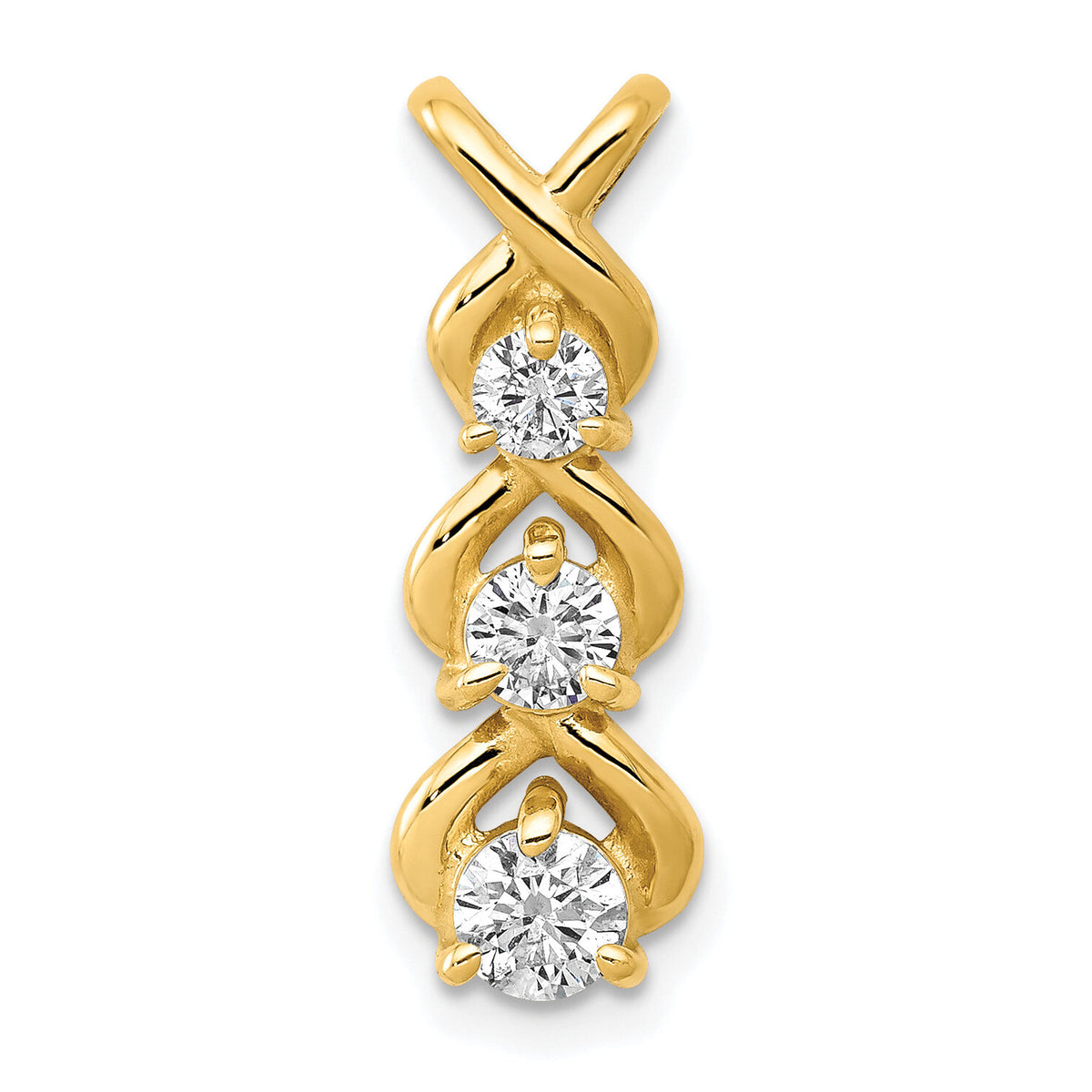 14k A Diamond 3 Stone Criss-Cross Chain Slide-XP675A