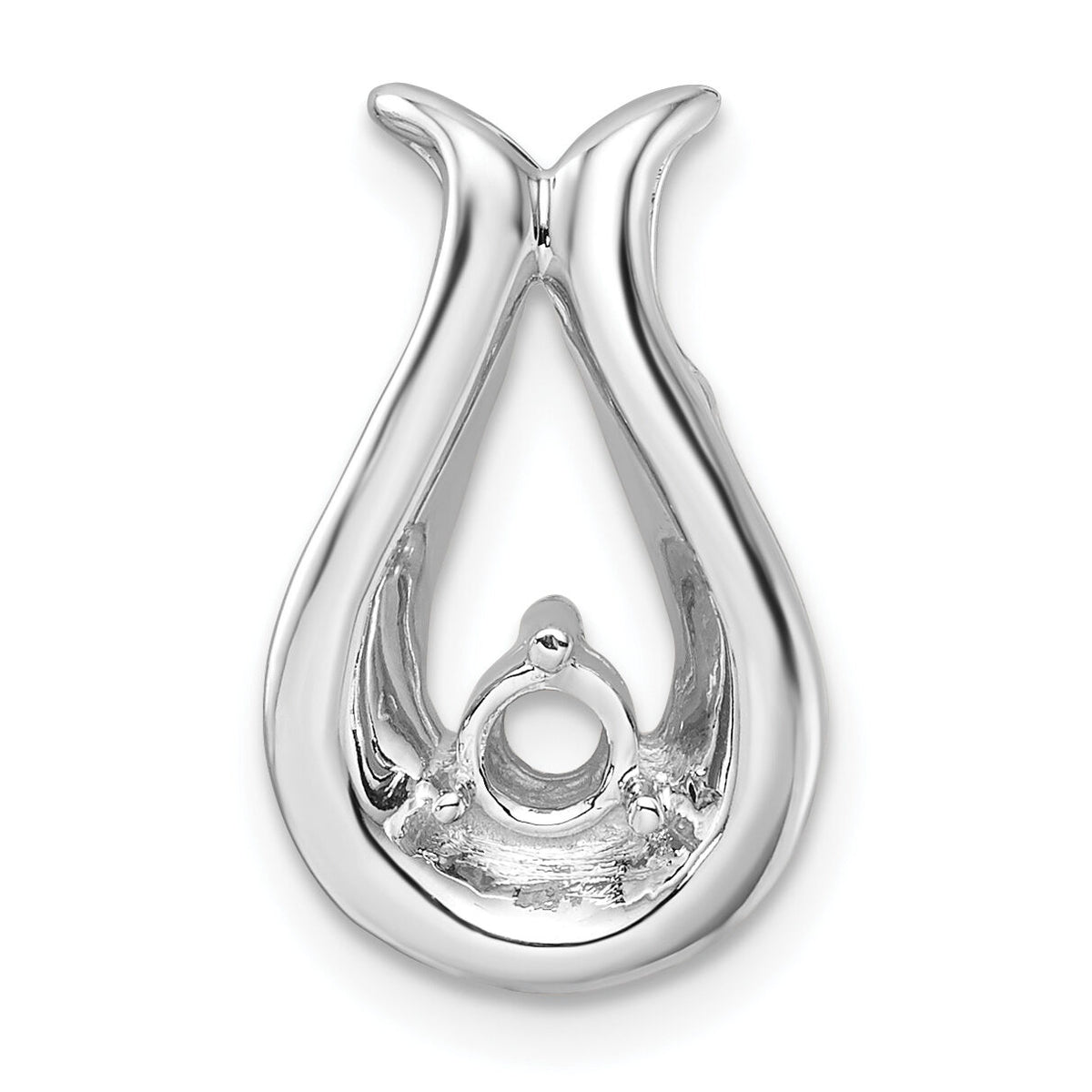 14k White Gold Holds 3.4mm Stone, Teardrop Shape Chain Slide Mounting-XP677