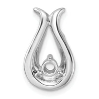 14k White Gold Holds 3.4mm Stone, Teardrop Shape Chain Slide Mounting-XP677